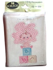 NEW Vtg 70s Norcross GIRL BIRTH BABY ANNOUNCEMENT Cards pack of 12 w/envelopes