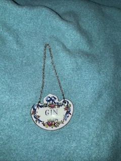 Vintage Crown Stanfordshire GIN Roses Fine Bone China Decanter Tag England