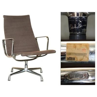 1 OF 3 BROWN 1987 VITRA EAMES HERMAN MILLER EA 116 MODEL OFFICE SWIVEL CHAIRS - Image 1 of 4