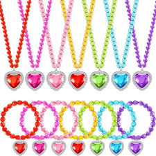 7 Sets Girl Dress up Jewelry Toddler Princess Bracelet Necklaces Kids Costume Je