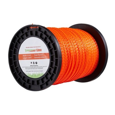1280ft 0.095in orange twisted nylon cutting line for trimmers