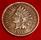 1903 Indian Head Cent Turn of the Century Penny Very Fine Detail JC 745