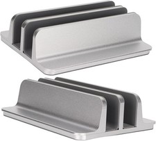 Aluminum vertical dual-slot laptop stand with anti-slip, silver, 4.6  10cm Laptop