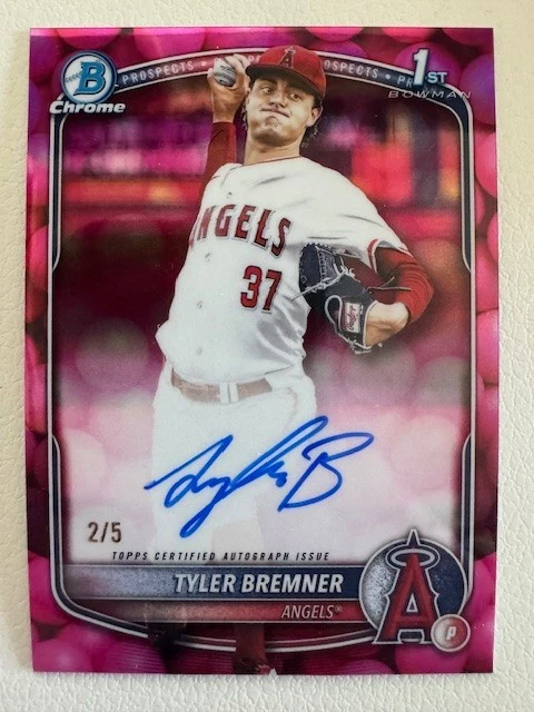 2025 Bowman Draft 1st Tyler Bremner Bubble Gum Refractor Auto /5 #CPA-TB
