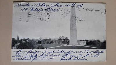 Historische Postkarte 19. DEZ. 1906, BOSTON, Charlestown, BUNKER HILL MUNUMENT