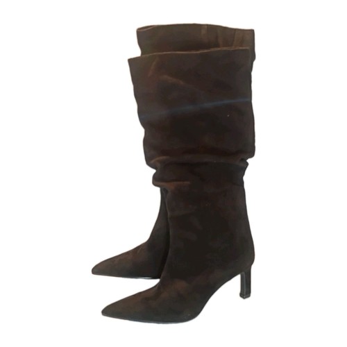 Time & True Mid Slouch Boot 8.5W Women Memory Foam Black Wide Width Zip