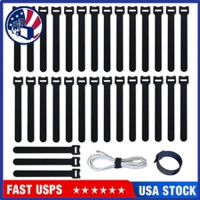 200PCS Hook & Loop Cable Straps - Reusable Wire Cord Fastening Ties US