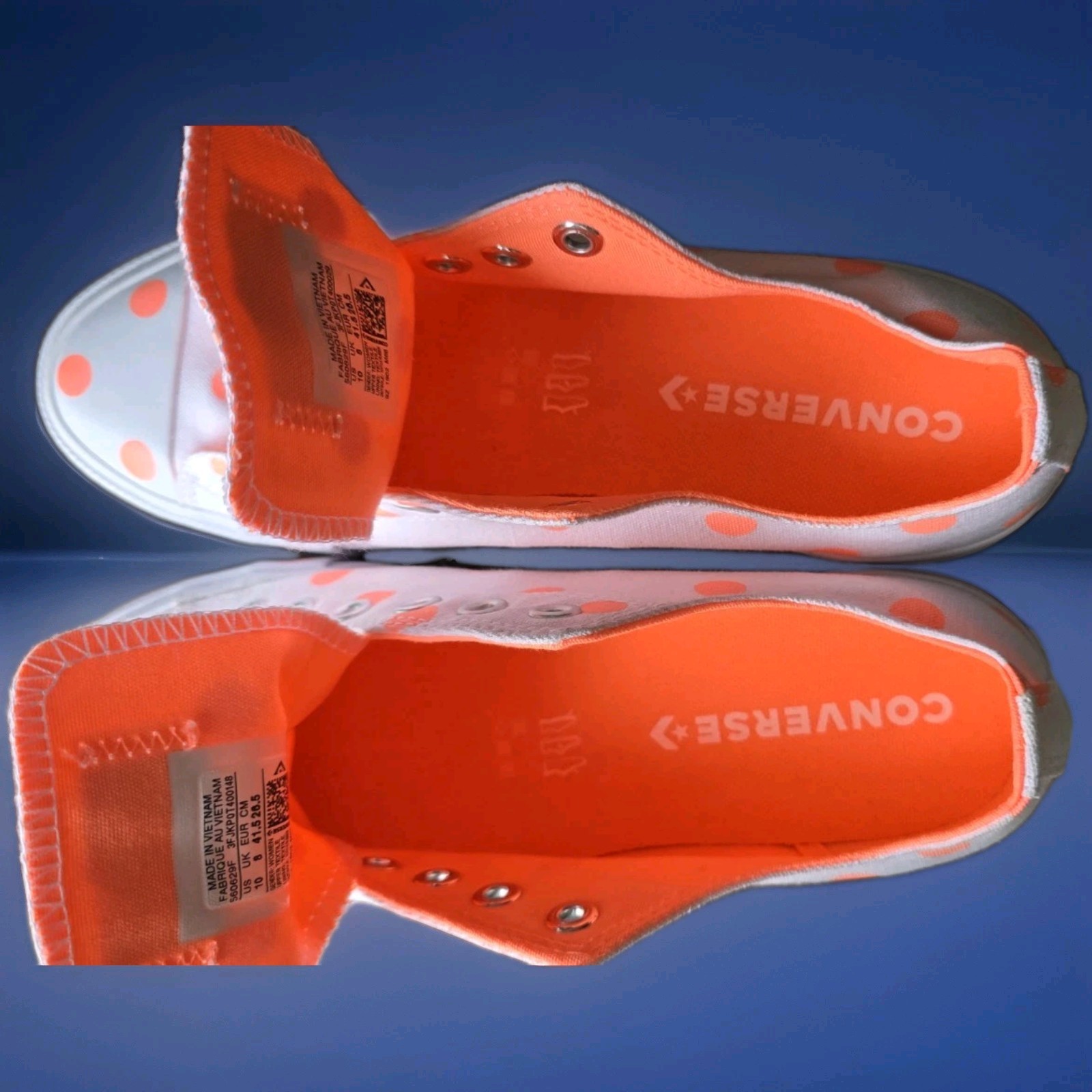 Converse All Star Polka Dot Low Top Women's Size 10 White Orange Sneakers thumbnail 6