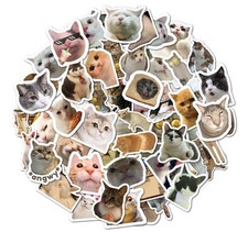 Funny Cat Stickers Set Cute Decals Vinyl Aesthetic for Cat Lovers 50pcs