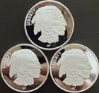 Indian Head and Buffalo .999 Fine Silver Rounds Three (3) One Ounce
