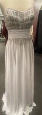 Tony Bowls le Gala Evening Gown White Dress with Sequin Beads, Size 12