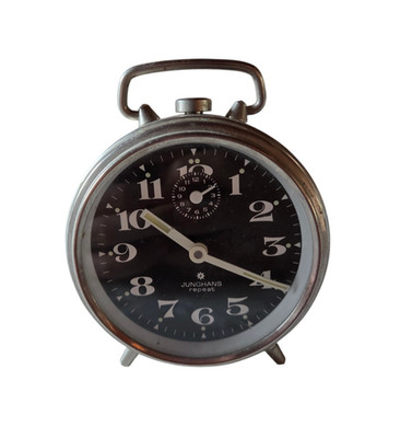 Junghans Vintage Mechanical Alarm Clock Analog Silver, Full Working Order