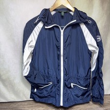 L-RL Lauren Active Ralph Lauren Women  s Windbreaker Jacket Navy Blue White Zip M