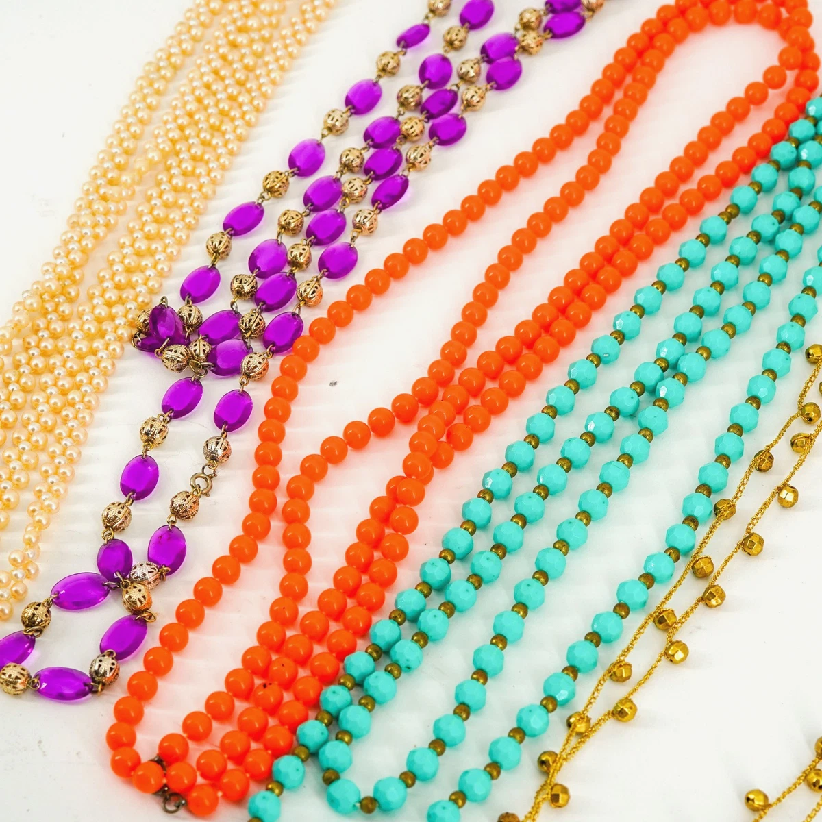 Collier Vintage Perles Années 70-80 - Bijou Ancien, Perles De Verre, Occasion