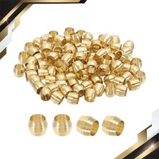 100 Pcs Brass Compression Sleeves Ferrules Tube OD 1/4" Compression Fittings