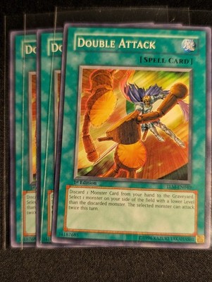 Yugioh - 3x Double Attack TLM-EN040 1st Edition Common NM
