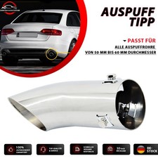 Silber Edelstahl rund 50-60mm Auspuffblende gebogene Endrohr Anschluss universal