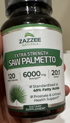 Zazzee Naturals Saw Palmetto 6000mg 120 Vegan Capsules Non GMO Prostate Health
