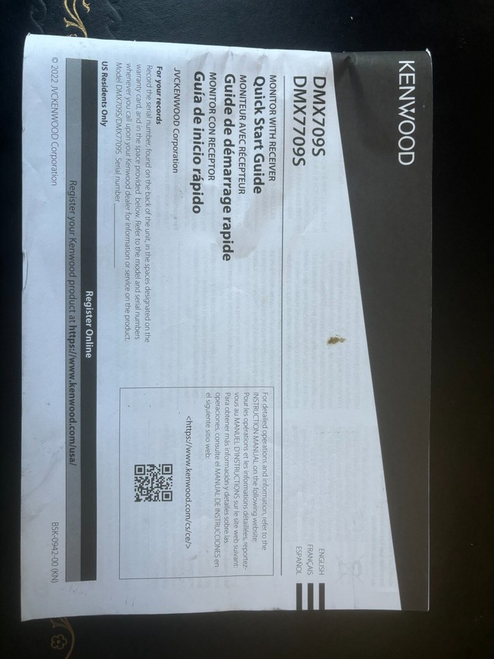 Kenwood eXcelon DMX709S 6.8" Touchscreen, Apple Carplay, Backup Camera