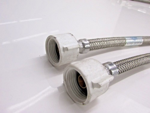 (2) Brass Craft 20" BRAIDED STAINLESS STEEL TOILET SUPPLY LINES, 3/8" x 7/8" - Afbeelding 2 van 3