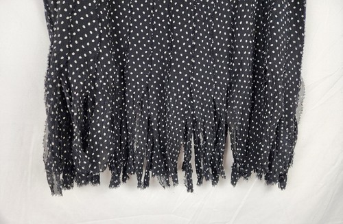 Dana Buchman Retro Pinup Grunge Women's Dotted Silk Frayed Skirt sz 14 - Imagen 7 de 8