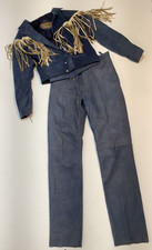 Womens Cole Leather Colombian Suit Pants Jacket Western Cowgirl Suede Fringe