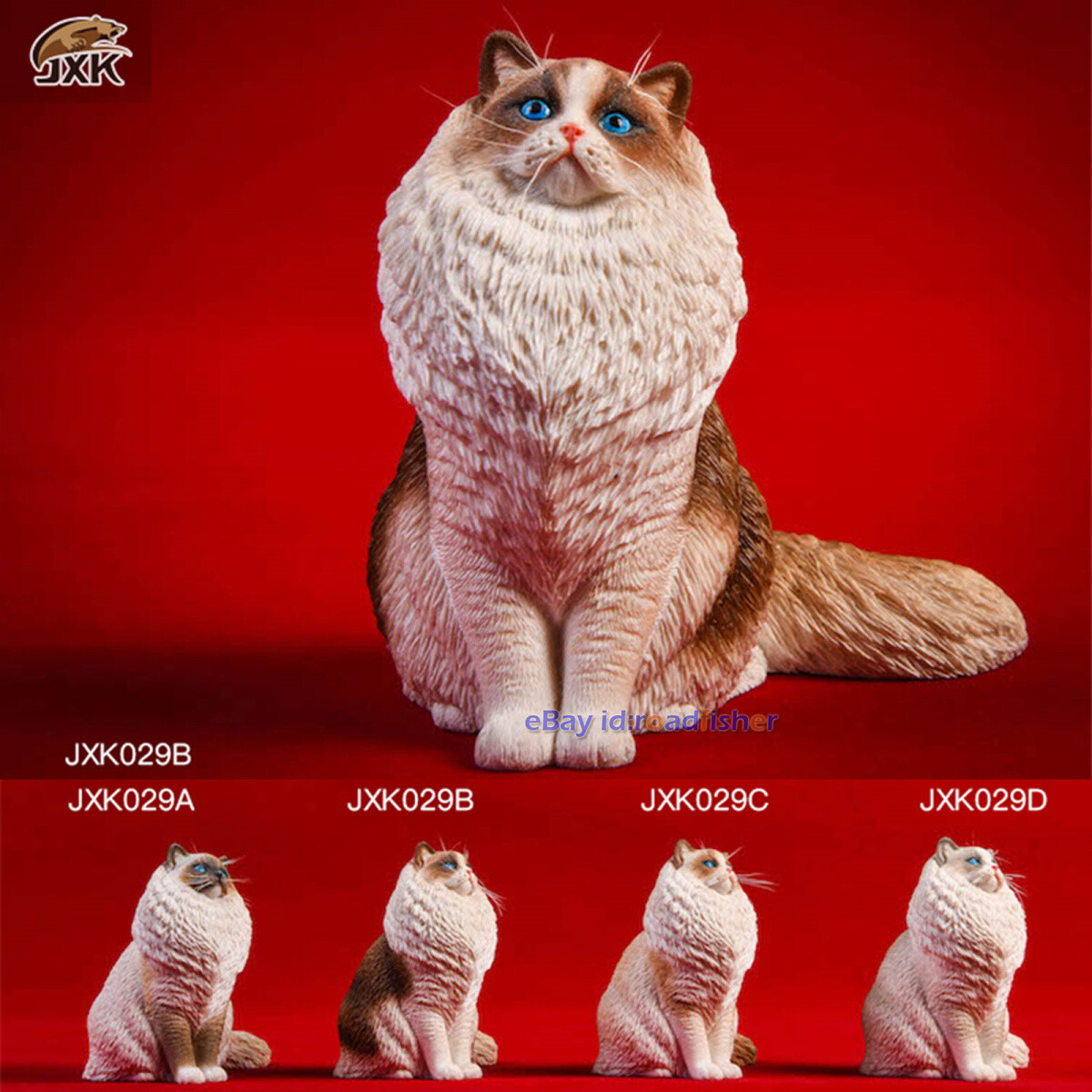 JXK 1/6 Ragdoll Figure Cute Cat Pet Animal Model Resin Collector