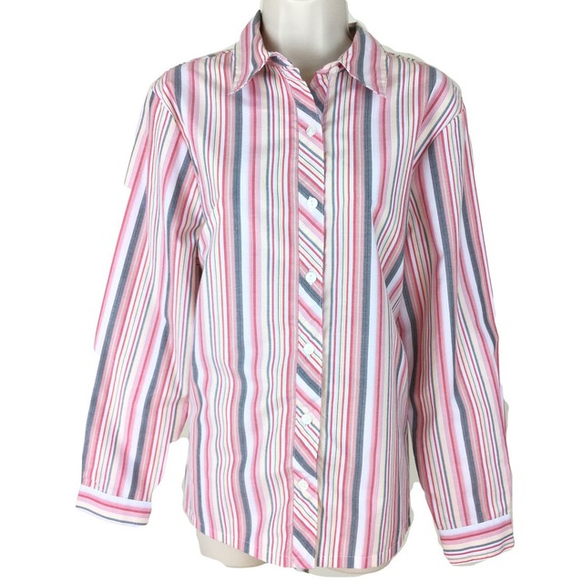 BonWorth Womens Sz S Multicolor Striped Long Sleeve Button Front Blouse