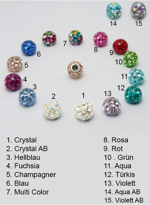 Ohrpiercing Tragus Ohr Stecker Helix Cartilage Kugel Ferido Strass Stein Glitzer - Bild 2 von 2