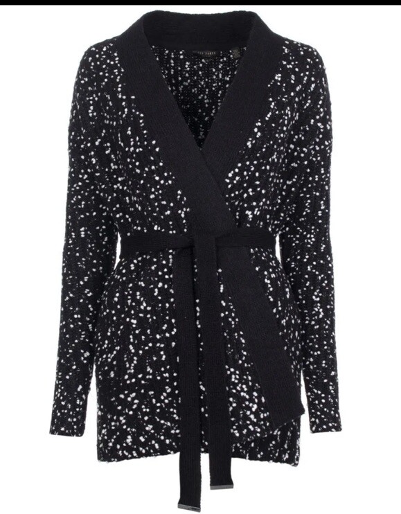 🌹BNWT Ted Baker Womens Viivaan Longline Size Small Cardigan Black RRP £ 149.00