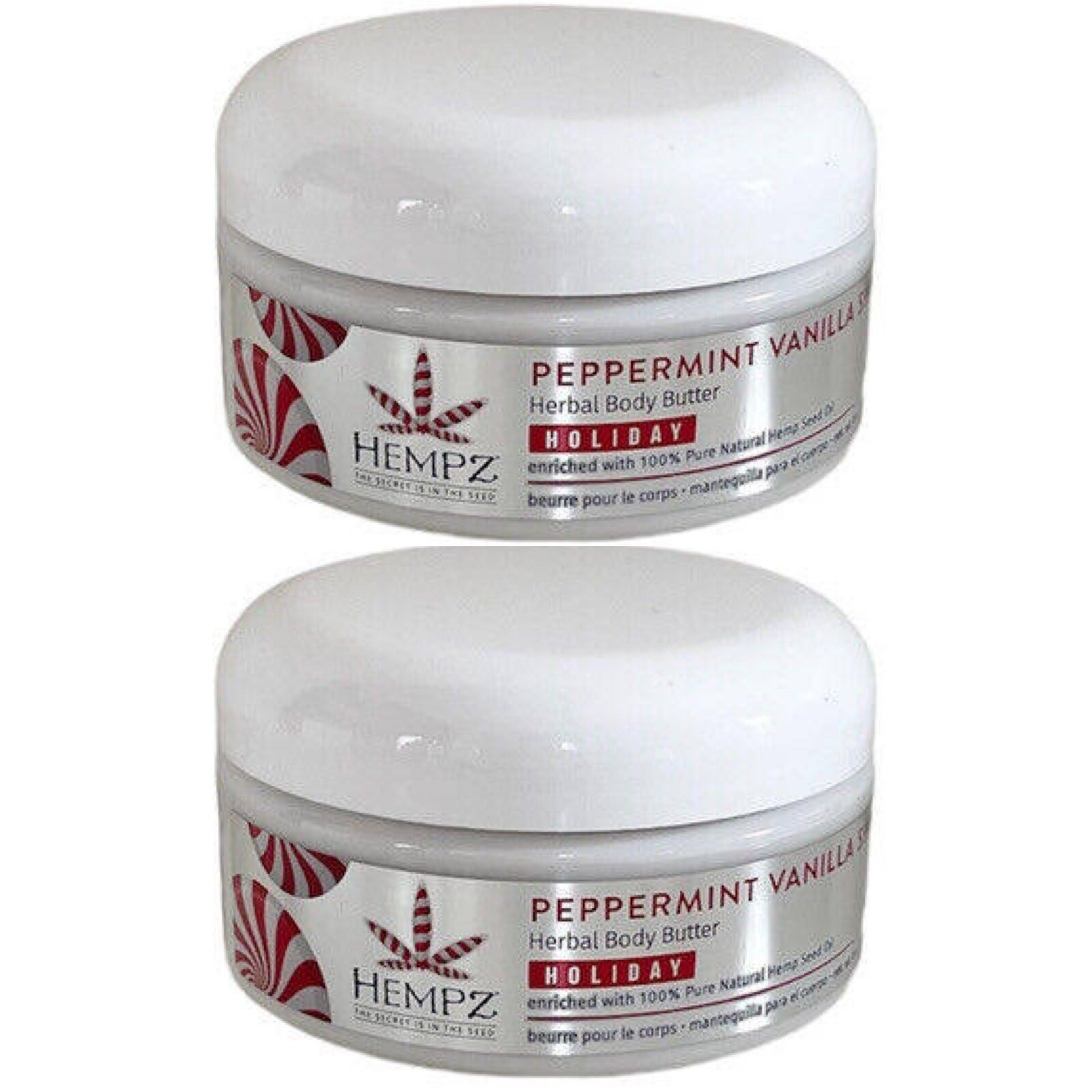 Hempz Peppermint Vanilla Swirl HERBAL BODY BUTTER 8 oz Limited Edition SET OF 2