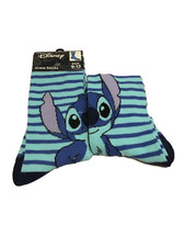 Disney Stitch Striped 1 Pair Novelty Crew Socks Adult Size 9-13 NWT