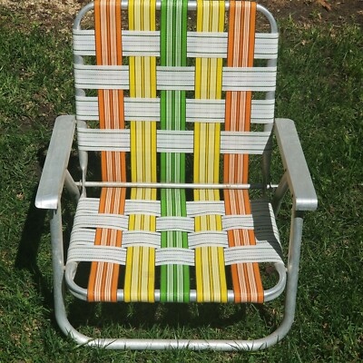 Aluminum Webbed Webbed Beach Chairs Vintage Webbed Folding Chairs