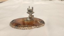  Pewter Castle/w Crystal Ball Figurine on Agate Base Mythical