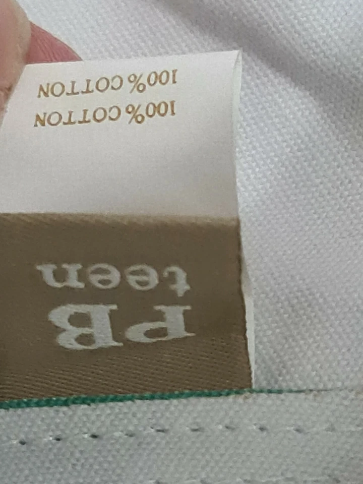 New Pottery Barn PB Teen Emily Meritt Scallop pinboard Cover Pool White Stripe - Image 2 of 2