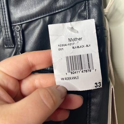 33 ② NWT MOTHER Denim Rider High-Rise Faux-Leather Ankle Pants sz 33 | eBay