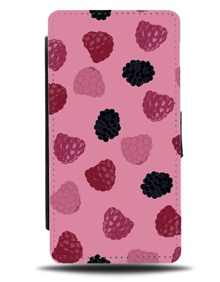 Flip Wallet Case Himbeeren Muster Himbeere Beeren Rot Lila DN02