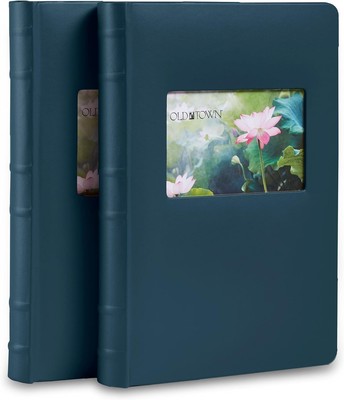 Stylish 2-Pack Navy Photo Albums - Bonded Leather with Extra Storage Options