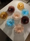 Vintage Carnival Glass set 8 Dessert bowls &saucers circa 1940