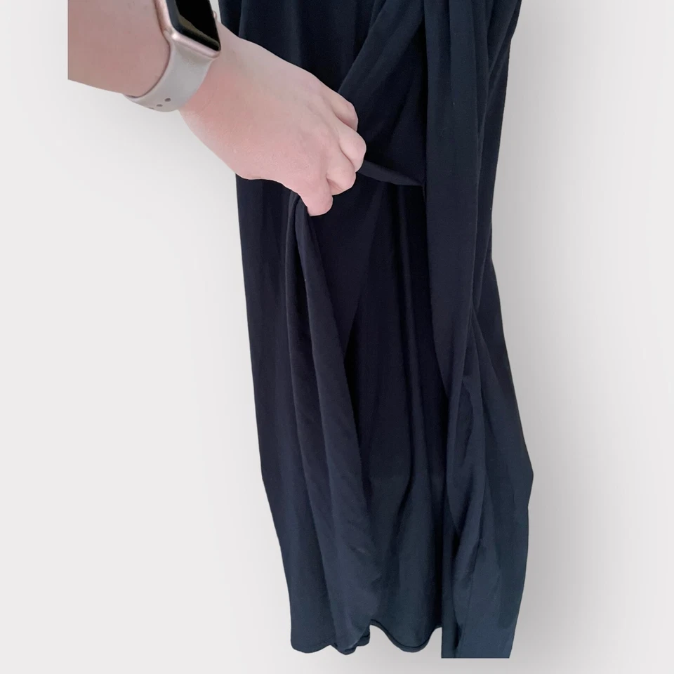 Vestido midi Joie talla M negro 100 % algodón clásico Pima sin mangas frente torcido Foto 4 de 4