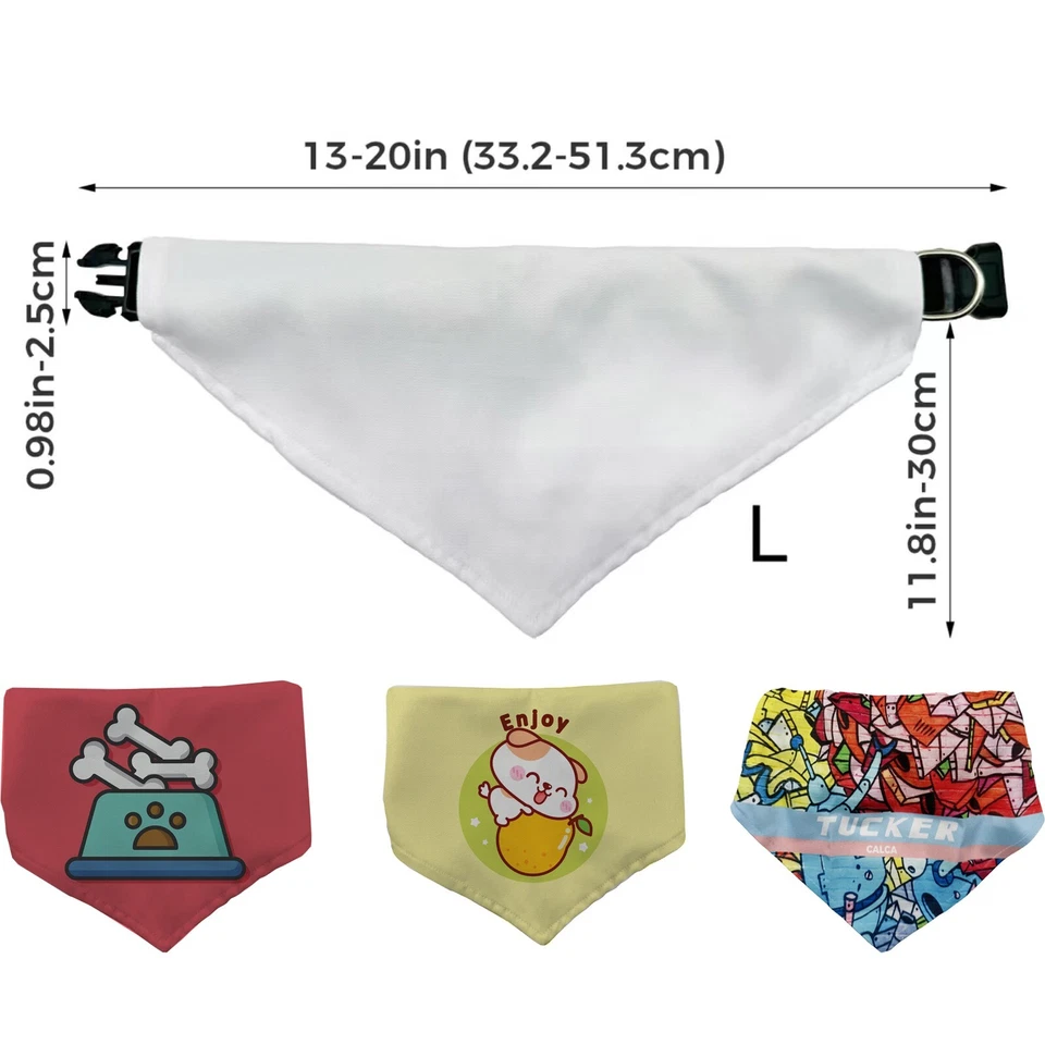 Pañuelo de transferencia de sublimación en blanco para mascotas cachorro bufanda lavable ajustable L 15 un. Foto 4 de 4