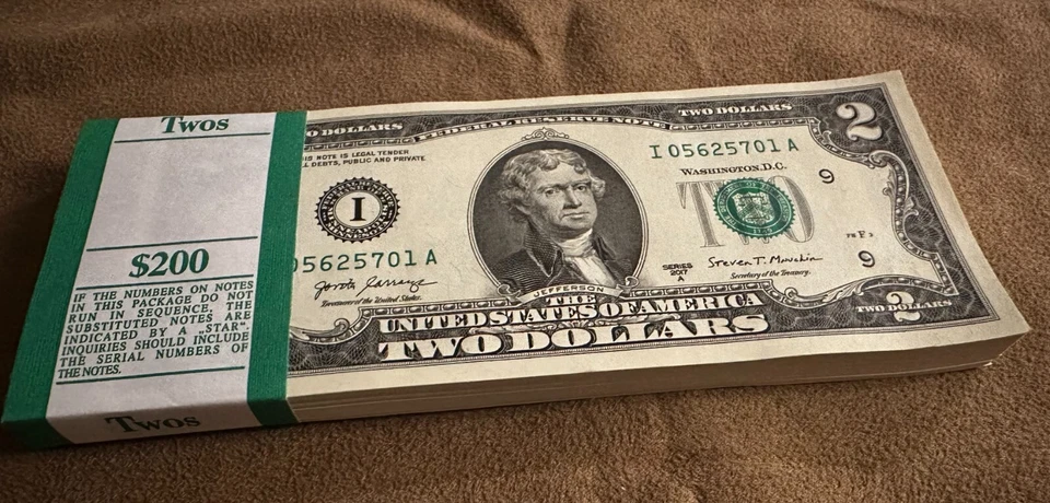 UNC 2017A $2 Notes Fed Pack of 100 (Two Dollar Bills, BEP Pack) - Image 2 of 4