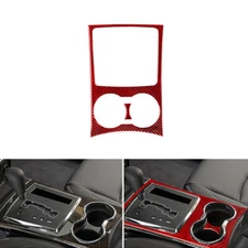 For Chrysler 300 2008-2010 Red Carbon Fiber Gearbox Cup Holder Frame Trim 2Pcs