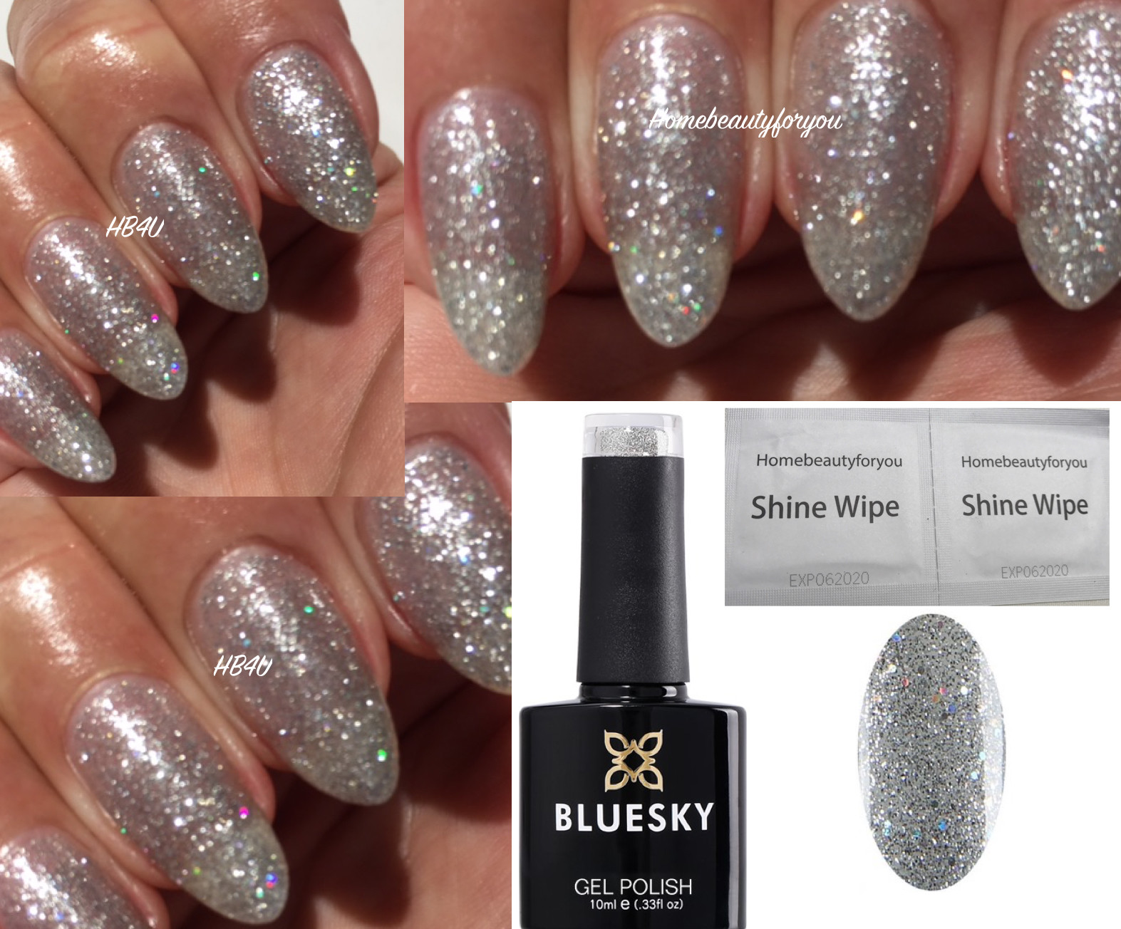 BLUESKY GEL NAIL POLISH SILVER GLITTER EXPLOSION CHRISTMAS 80573 UV LED SOAK OFF