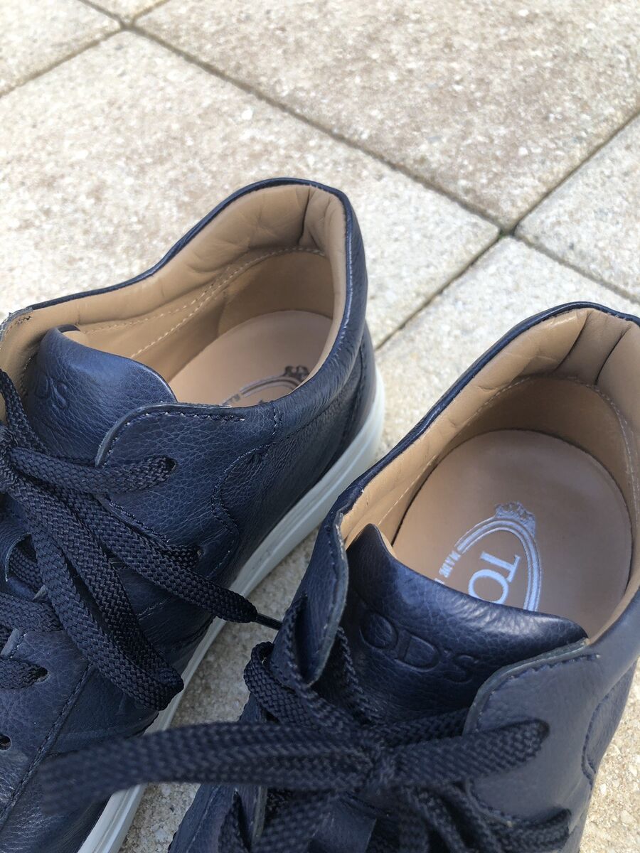 Tods Mens Low Top Blue Leather Fashion Sneaker Shoes Tods Tods Mens Low Top Blue Leather Fashion Sneaker Shoes Tods