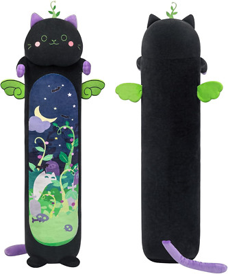 Long Cat Plush Kawaii Body Pillow, 20  Cute Black Cat Stuffed Animals Soft Plush