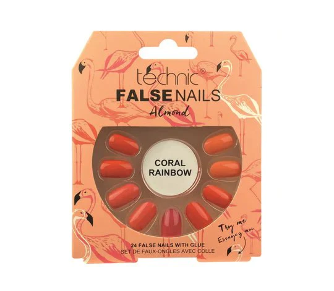 Technic False Nails Almond- Coral Rainbow