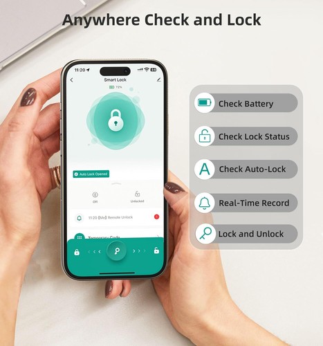 WiFi Smart Door Lock Deadbolt Fingerprint Keyless Entry Digital Keypad Bluetooth - Picture 11 of 25