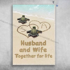 Turtle Couple - Husband And Wife, Together For Life, Turtle Beach Poster