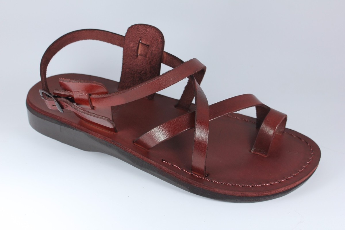 Jarman Italy Leather Sandals Mens 10D Brown Gladiator Fisherman Jesus Mule Brown Leather Roman Gladiator Jesus Strap Sandals US 5-16 EU  main image 4